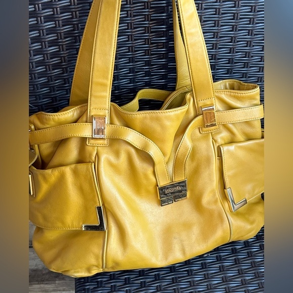 Michael Kors Handbags - Michael Kors Beverley Mustard Yellow- Gold Drawstring Bag- rare vintage